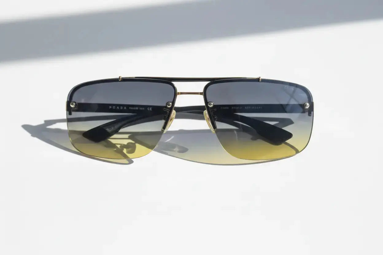 Prada Aviator Sunglasses – Gold Frame & Dark Gradient Lenses Prada